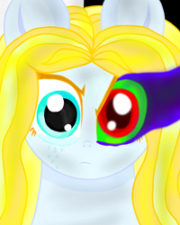 Size: 1200x1500 | Tagged: safe, artist:katya, oc, oc:sparkle light, pony, angry, corrupted, crying, face, solo