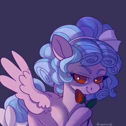 Size: 2000x2000 | Tagged: safe, artist:neonishe, cozy glow, pegasus, pony, black background, cheek fluff, female, filly, flower, freckles, high res, pure concentrated unfiltered evil of the utmost potency, rose, simple background, solo, wing fluff