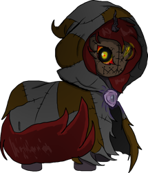 Size: 3349x3893 | Tagged: safe, artist:dusk-spark, oc, oc only, oc:curse word, pony, unicorn, cloak, clothes, female, heterochromia, horn, mare, mask, solo, unicorn oc