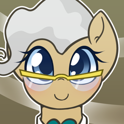 Size: 1000x1000 | Tagged: safe, artist:puetsua, mayor mare, earth pony, pony, abstract background, avatar, bust, female, glasses, looking at you, mare, portrait, smiling, solo