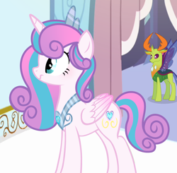 Size: 3008x2952 | Tagged: safe, artist:parisa07, princess flurry heart, thorax, changedling, changeling, pony, king thorax, older