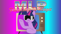 Size: 1920x1080 | Tagged: safe, artist:loserofhope, twilight sparkle, unicorn twilight, pony, unicorn, female, macho man randy savage, mare, obscure reference, osw review, randy savage, sunglasses, youtube link