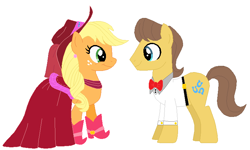 Size: 795x476 | Tagged: safe, artist:unicornsmile, derpibooru import, applejack, caramel, earth pony, pony, carajack, female, male, marriage, shipping, straight, wedding