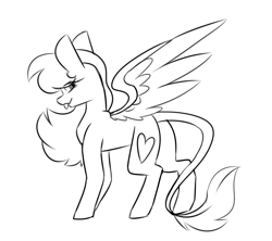 Size: 4500x4000 | Tagged: safe, artist:crazysketch101, oc, oc:crazy looncrest, pegasus, pony, butt, flank, leonine tail, looking at you, monochrome, plot, pot, simple background, sketch, tongue out, white background