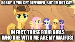 Size: 888x499 | Tagged: safe, derpibooru import, edit, edited screencap, screencap, applejack, braeburn, fluttershy, rarity, twilight sparkle, earth pony, pegasus, pony, unicorn, over a barrel, applecest, braeburn gets all the mares, braejack, braeshy, everypony's gay for braeburn, female, incest, male, not gay, polyamory, rariburn, shipping, straight, twiburn, waifu