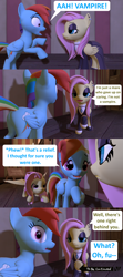 Size: 1920x4320 | Tagged: safe, artist:red4567, derpibooru import, fluttershy, rainbow dash, bat pony, pony, 3d, bat ponified, comic, flutterbat, fluttergoth, race swap, source filmmaker, to be continued (meme)