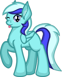 Size: 501x616 | Tagged: safe, artist:zeka10000, oc, oc only, oc:minty gamer, pegasus, pony, blank flank, ear fluff, female, full body, looking at you, mare, one eye closed, request, requested art, simple background, solo, standing, tongue out, transparent background, wink