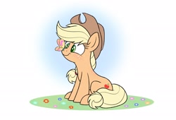 Size: 2200x1500 | Tagged: safe, artist:heir-of-rick, derpibooru import, applejack, butterfly, earth pony, pony, butterfly on nose, colored pupils, cowboy hat, cute, female, hat, hidden cane, insect on nose, jackabetes, mare, smiling, stetson