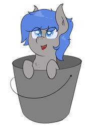 Size: 1545x2084 | Tagged: safe, artist:eyeburn, oc, oc only, oc:moonslurps, bat pony, pony, bucket, cute, looking at you