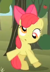 Size: 243x348 | Tagged: safe, screencap, apple bloom, earth pony, pony, the super speedy cider squeezy 6000, apple tree, cropped, derp, dizzy, female, filly, foal, solo, tree, wobbling