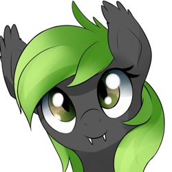 Size: 512x512 | Tagged: safe, artist:teta, oc, oc only, oc:glittering lime, bat pony, pony, bat pony oc, bust, fangs, female, mare, smiling, solo