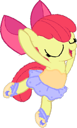 Size: 322x538 | Tagged: safe, artist:angrymetal, apple bloom, pony, 1000 hours in ms paint, adorabloom, applebetes, arms in the air, ballerina, ballet, ballet slippers, bloomerina, bow, clothes, cute, eyes closed, on one leg, open mouth, shoes, simple background, skirt, solo, transparent background, tutu