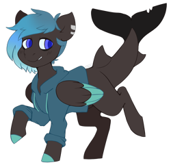 Size: 956x922 | Tagged: safe, artist:cinnamonsparx, oc, oc only, oc:decoy, original species, shark, shark pony, clothes, hoodie, male, simple background, solo, stallion, transparent background