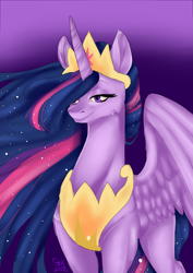 Size: 2893x4092 | Tagged: safe, artist:jlkatlass, princess twilight 2.0, twilight sparkle, twilight sparkle (alicorn), alicorn, pony, the last problem, female, older, older twilight, smiling, solo