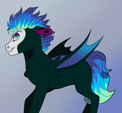 Size: 2792x2602 | Tagged: safe, artist:venommocity, oc, oc:glowstik, bat pony, pony, blank flank, male, offspring, parent:trixie, solo, stallion