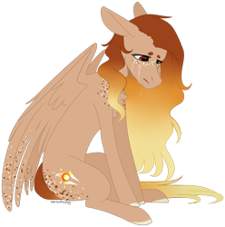 Size: 864x872 | Tagged: safe, artist:sychia, oc, oc only, oc:firelight, pegasus, pony, crying, female, mare, sad, solo