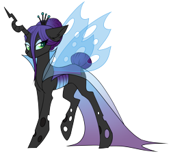 Size: 3296x3000 | Tagged: safe, artist:kxttponies, oc, oc only, changeling, changepony, adoptable, changeling oc, female, magical lesbian spawn, offspring, parent:queen chrysalis, parent:rarity, parents:chrysarity, purple changeling, sideways glance, simple background, solo, transparent background