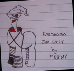 Size: 1129x1087 | Tagged: artist needed, safe, pony, /mlp/, drawthread, earthworm jim, lined paper, ponified