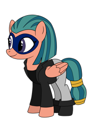 Size: 1783x2359 | Tagged: safe, artist:eagc7, somnambula, pegasus, pony, black canary, boots, clothes, commission, costume, dc comics, dinah lance, female, jacket, mare, shoes, simple background, solo, transparent background