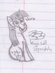 Size: 554x736 | Tagged: safe, artist:kaboodlesque, twilight sparkle, pony, lined paper, misspelling, traditional art