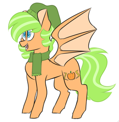 Size: 3424x3508 | Tagged: safe, artist:crazysketch101, oc, oc:electric pumpkin, bat pony, pony, beanie, clothes, femboy, hat, male, scarf