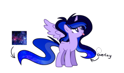 Size: 2824x1672 | Tagged: safe, artist:thesmall-artist, oc, oc:twilight nightsky, alicorn, pony, female, magical lesbian spawn, mare, offspring, parent:princess luna, parent:twilight sparkle, parents:twiluna, reference sheet, simple background, solo, tongue out, transparent background