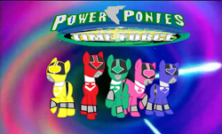 Size: 1433x868 | Tagged: safe, artist:cam-and-sister-paint, pony, blue ranger, green ranger, mirai sentai timeranger, pink ranger, power rangers, power rangers time force, red ranger, yellow ranger