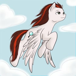 Size: 900x900 | Tagged: safe, artist:kira-minami, oc, oc only, pegasus, pony, cloud, female, flying, mare, sky, solo, windswept mane