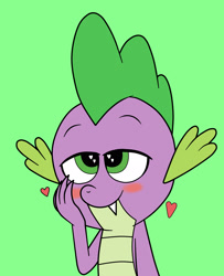 Size: 2160x2665 | Tagged: safe, artist:eagc7, spike, dragon, blushing, heart, male, simple background, smiling, solo