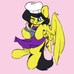 Size: 2000x2000 | Tagged: safe, artist:spoopygander, oc, oc:reia hope, pegasus, pony, apron, chef's hat, clothes, cute, female, hat, mare, solo, whisk, wings