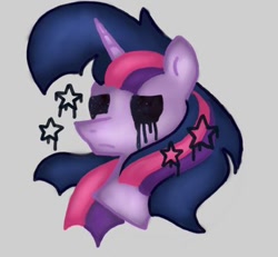 Size: 400x370 | Tagged: safe, artist:hunterthewastelander, twilight sparkle, goo, pony, black sclera, black tears, bust, crying, female, mare, solo