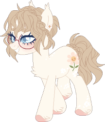 Size: 326x377 | Tagged: safe, artist:cueen, oc, oc only, oc:woopsy daisy, earth pony, pony, base used, female, glasses, mare, piercing, pixel art, ponysona, simple background, solo, transparent background, unshorn fetlocks