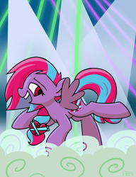 Size: 3000x3900 | Tagged: safe, artist:coaldustthestrange, oc, pegasus, pony, braided ponytail, dancing, fog, rave, solo