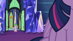 Size: 1366x768 | Tagged: safe, screencap, spike, twilight sparkle, twilight sparkle (alicorn), alicorn, dragon, the last problem, door, twilight's castle