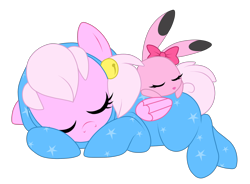 Size: 1024x755 | Tagged: safe, artist:crystal-tranquility, oc, oc:almond bloom, pegasus, pony, female, filly, onesie, simple background, sleeping, solo, transparent background