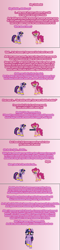 Size: 504x2097 | Tagged: safe, artist:verve, derpibooru import, pinkie pie, twilight sparkle, twilight sparkle (alicorn), alicorn, earth pony, pony, ain't never had friends like us, ask, comic, female, gradient background, looking at you, mare, pixel art, tumblr