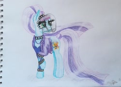 Size: 1265x904 | Tagged: safe, artist:glitteringdew, coloratura, earth pony, pony, the mane attraction, clothes, colored pencil drawing, countess coloratura, solo, the spectacle, traditional art