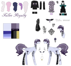 Size: 7086x6519 | Tagged: safe, artist:moonlight0shadow0, inky rose, oc, oc:angsty emocore, oc:clausa vera, oc:misanthropy melody, oc:myringa, oc:soprano shadow, pegasus, pony, alternate hairstyle, bandana, boots, clothes, commission, dress, ear piercing, earring, fallen royalty, female, hoodie, icey-verse, jewelry, lip piercing, mare, necklace, overalls, pajamas, piercing, redesign, reference sheet, ring, shirt, shoes, simple background, socks, solo, striped socks, t-shirt, tattoo, transparent background, wedding dress