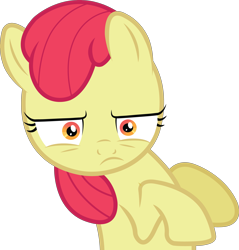 Size: 3523x3691 | Tagged: safe, artist:craftybrony, edit, editor:slayerbvc, apple bloom, earth pony, pony, accessory-less edit, apple bloom is not amused, female, filly, missing accessory, simple background, solo, transparent background, unamused, vector, vector edit