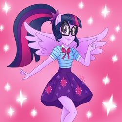 Size: 1200x1200 | Tagged: safe, artist:milliedubois, sci-twi, twilight sparkle, better together, equestria girls, geode of telekinesis, magical geodes, ponied up, scitwilicorn, solo