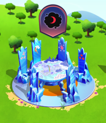 Size: 428x498 | Tagged: safe, pony, crescent moon, cutie map, friendship throne, gameloft, limited-time story, moon, the anonymous campsite