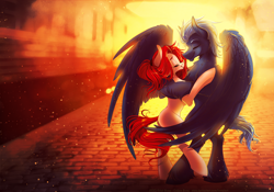 Size: 1200x838 | Tagged: safe, artist:limreiart, oc, earth pony, pegasus, pony, dancing