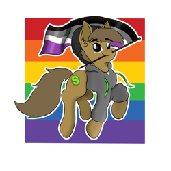 Size: 8000x8000 | Tagged: safe, artist:almond evergrow, oc, oc:almond evergrow, earth pony, pony, asexual, asexual pride flag, asexuality, gay pride, gay pride flag, lgbt, male, positive ponies, pride, pride flag, pride month, pride ponies, rainbow, rainbow background, solo, stallion