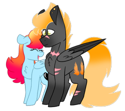 Size: 4500x4000 | Tagged: safe, artist:crazysketch101, oc, oc:ashton burnside, oc:crazy looncrest, pegasus, pony, burncrest