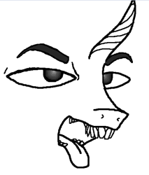 Size: 425x499 | Tagged: safe, artist:inkswell, pony, unicorn, angry, eye, eyes, grayscale, male, monochrome, simple background, teeth, tongue out, white background