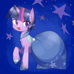 Size: 1000x1000 | Tagged: safe, artist:770nanao15, twilight sparkle, pony, unicorn, adorkable, clothes, cute, dork, dress, female, mare, open mouth, raised hoof, solo, stars