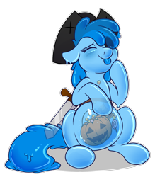 Size: 2540x2894 | Tagged: safe, artist:sugaryviolet, oc, oc only, oc:flowheart, goo, goo pony, original species, candy, clothes, costume, eating, food, nom, pirate, sword, weapon