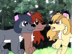 Size: 1024x768 | Tagged: safe, artist:estories, artist:wolfspiritclan, oc, oc:alice goldenfeather, werewolf, wolf, wolf pony, anime, anime wolf, crossover, wolf children