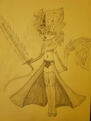 Size: 3024x4032 | Tagged: safe, oc, oc:blossomblaze, anthro, kirin, belly button, female, spiky hair, white hair