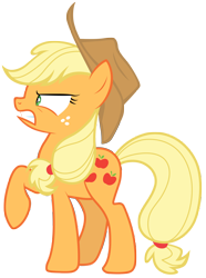 Size: 7000x9400 | Tagged: safe, artist:tardifice, derpibooru import, applejack, earth pony, pony, horse play, absurd resolution, angry, cowboy hat, female, freckles, hat, mare, raised hoof, simple background, solo, stetson, transparent background, vector